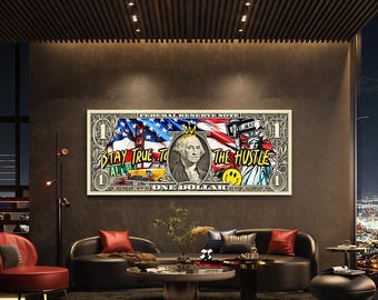 American Dream Dollar Leinwanddruck Vintage Wandkunst für Wohnkultur