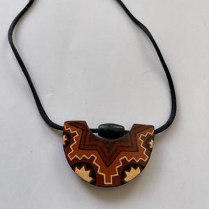 Handmade Ceramic Necklace-Clay Painted with Inca Symbols, Sacred Valley Artisan Boho Statement Jewelry Artisan Necklace of the Andes of Peru