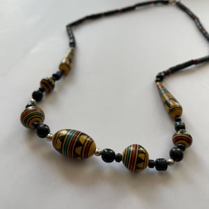 Handmade Ceramic Necklace-Clay Painted with Inca Symbols, Sacred Valley Artisan Boho Statement Jewelry Artisan Necklace of the Andes of Peru