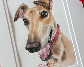 Custom Hand-drawn Pet portrait: watercolor. Memorial portrait. Animal Drawing