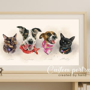 Custom Pet Portrait, Hand-painted Watercolor, Personalized Animal Painting, Unique Gift, Hand-painted from photo, Pet memorial art, Original