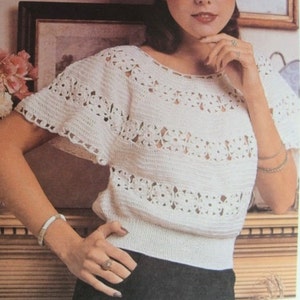 INSTANT PDF PATTERN Vintage Beautiful Floral Lace Crochet Knitted Blouse Knitting Crocheted Pattern