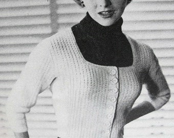 INSTANT PDF PATTERN 1950s Vintage Knitting Pattern Marilyn Monroe Style Sweater Jacket and Pullover Sizzling Retro Style