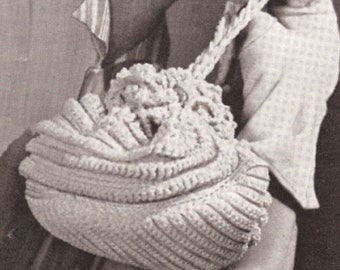 INSTANT PDF PATTERN 1950s Vintage Crochet Hat Bag Flirty Juliet Cap Purse Cord  Style Vintage Crochet Pattern