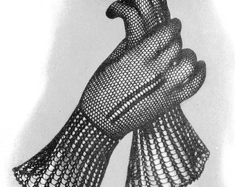 INSTANT PDF PATTERN 1930s Vintage Crocheted Fine Lace Gloves Pattern Vintage Crochet Pattern Lovely For Evening Wear