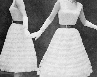 INSTANT PDF PATTERN 1950s Vintage Crochet Pattern Beautiful Lacy Dress Parisian Lace Suitable As Wedding Dress