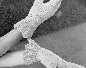 INSTANT PDF PATTERN 1960 Vintage Knitted Wide Lace Cuff Gloves Knit Pattern Vintage Knit Pattern Easy To Make Beautiful Design