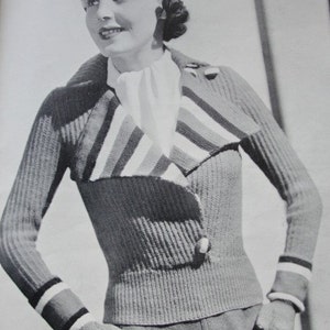 INSTANT DOWNLOAD PDF Knitting Pattern 1930s Fun Hand Knit Ski Set Jacket Socks Mitts and Cap Pattern Norma Shearer Style