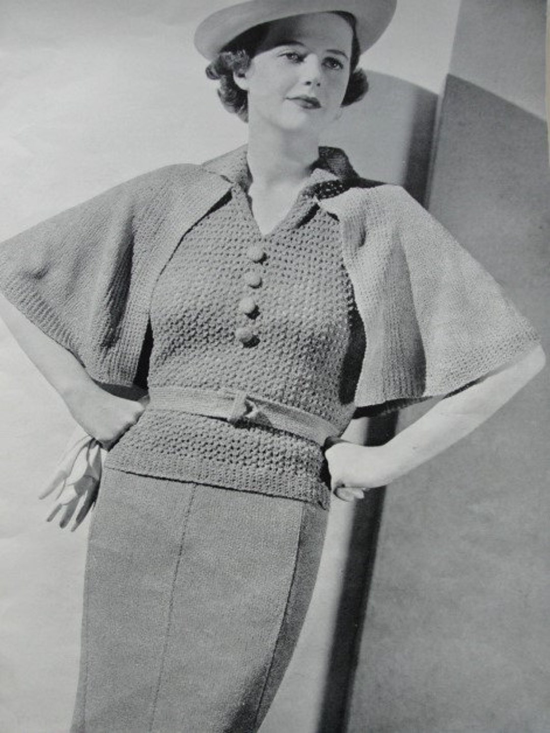 INSTANT DOWNLOAD PDF Knitting Pattern 1930s Stunning Deco Cape - Etsy