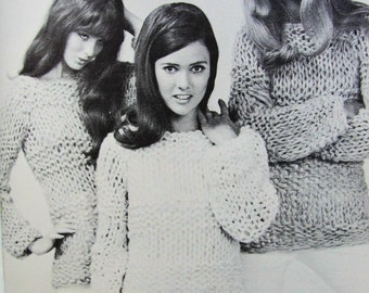 SOFORTIGES PDF Strickmuster Mod 60s Striped Sweater Pattern Sexy Style Quick N Easy