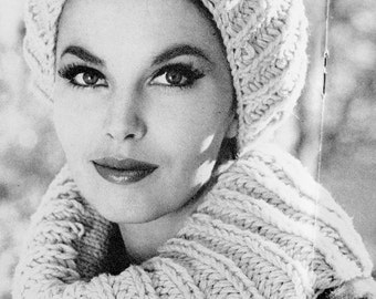 INSTANT DOWNLOAD  PDF 1950s Vintage Crochet Knit Pattern Flirty Italian Hat  Infinity Collar Scarf Pattern Fabulous Early 60s Fashion