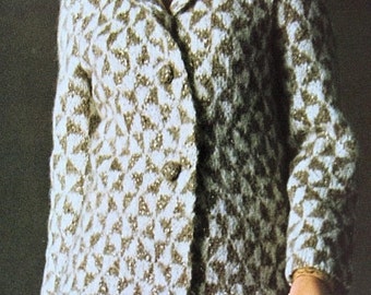 INSTANT PDF PATTERN 1960s Elegant Vintage Houndstooth Coat Knitting Crochet Pattern Fabulous Design