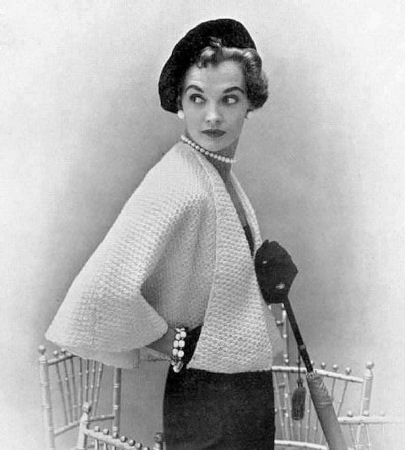 INSTANT PDF Vintage Knitting Pattern Unique Ladies Cape Jacket Shawl Sweater High Fashion Design Vintage Knit Crochet Pattern image 1