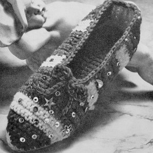 INSTANT PDF Vintage Crochet Pattern 1960 Party Slippers Ballet Flats Shoes Crocheted Fun Shoes To Make