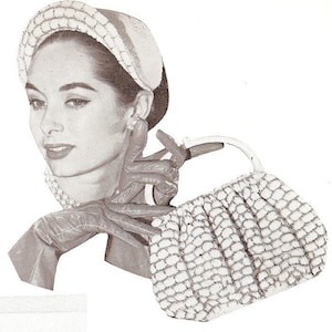 INSTANT PDF PATTERN Vintage 1950s Crochet Pattern Lovely Crocheted Vintage Hat, Purse, Bag Mid Century Style