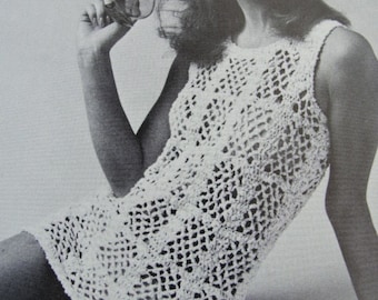 INSTANT PDF PATTERN 1960s Mod Pretty Crocheted Lace Beach Cover Up Swimsuit Cover Vintage Crochet Pattern Easy To Make