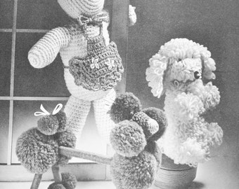 INSTANT DOWNLOAD  PDF 1960 Vintage Crochet Childrens Toys Pattern Adorable Crocheted  Rabbit and Poodle Dog Toys Vintage Crochet Pattern