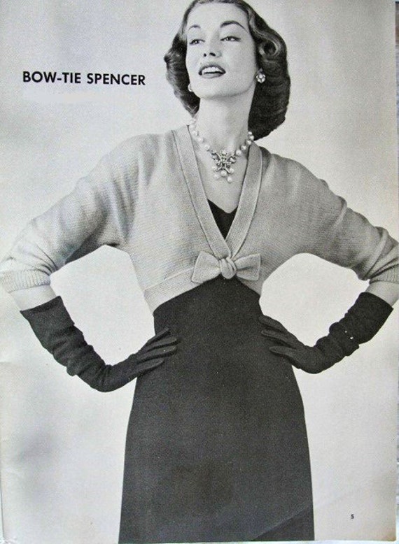 INSTANT PDF PATTERN 1950s Classy Bow Tie Spencer Sweater Jacket 