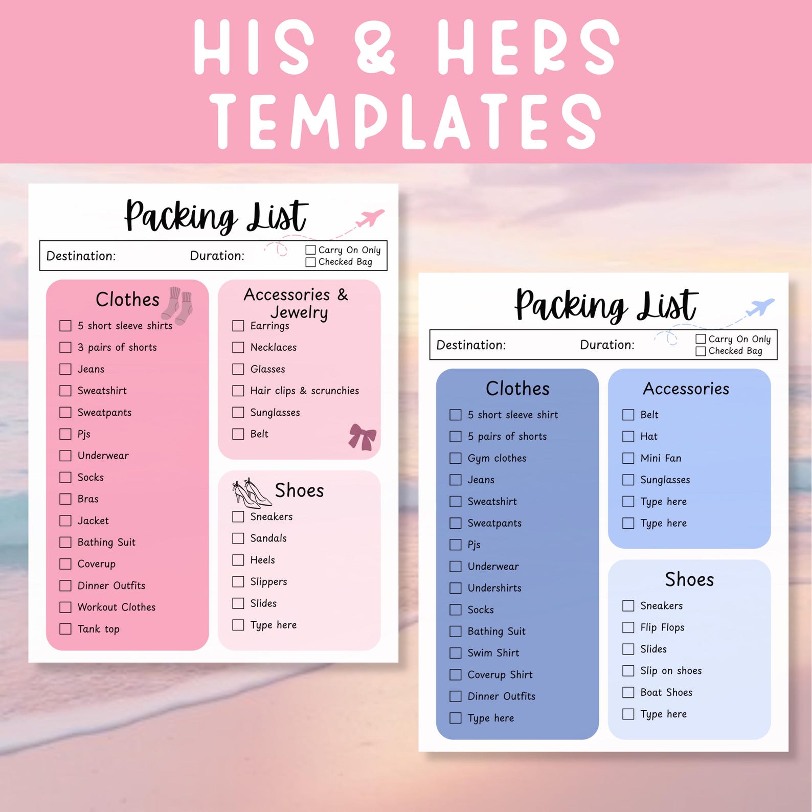 Editable Packing List | Travel Packing Checklist | Canva Printable and ...