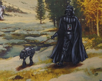 Darth walking the dog- print fits 11 x 17 in frame (free shipping)