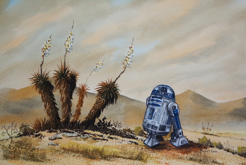 R2 desert stroll. print fits 8.5 x 11 in frame free shipping image 1