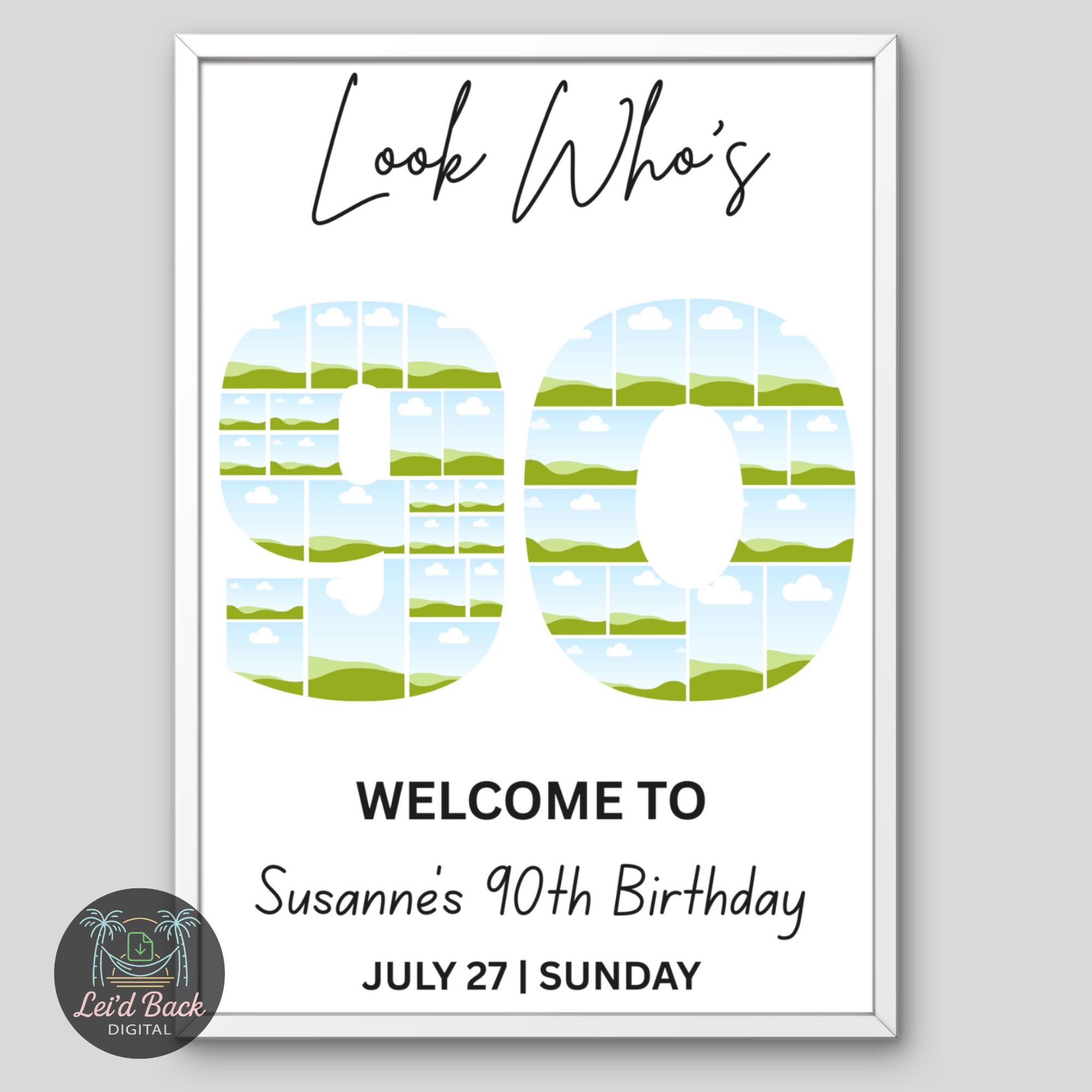 Editable 90th Birthday Photo Collage Welcome Sign Template | Canva ...