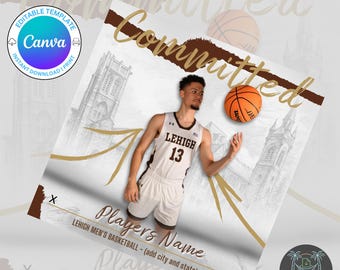 Editable Athletic Signing Day Template | Canva College Commitment Post | Custom Digital Graphic for Recruits
