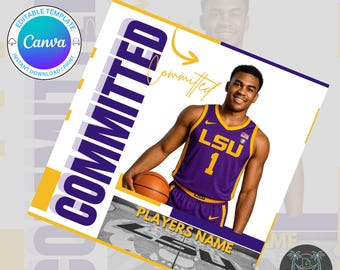 Custom College Signing Day Template | Editable Athlete Commitment Graphic | Canva Download for Sports Announcements