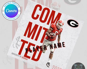 Athlete Commitment Announcement Template | Canva Editable Design | Digital College Signing Day Social Media Post