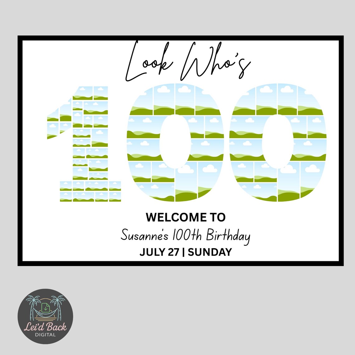 Editable 100th Birthday Photo Collage Welcome Sign Template | Canva ...