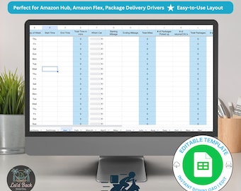 Amazon Hub Delivery Tracker Spreadsheet, Driver Earnings Log, Mileage & Package Pay Template, Yearly Summary, Tax Ready Digital Download