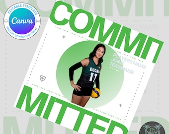 College Commitment Canva Template for High School Athletes | Editable Sports Graphic | Instant Digital Download