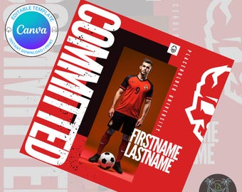College Commitment Announcement Template for Athletes | Editable Canva Sports Graphic | College Signing Day Digital Download
