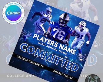 Editable College Commitment Template for Athletes | Canva Sports Announcement Graphic | Digital Signing Day Download