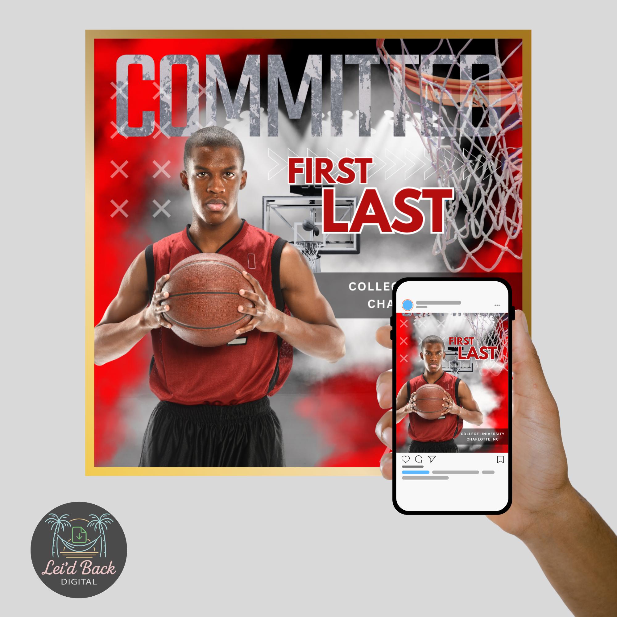 Editable Athlete Commitment Template | Canva College Announcement ...
