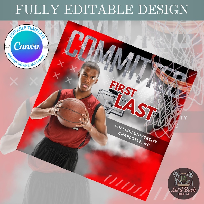 Editable Athlete Commitment Template | Canva College Announcement ...