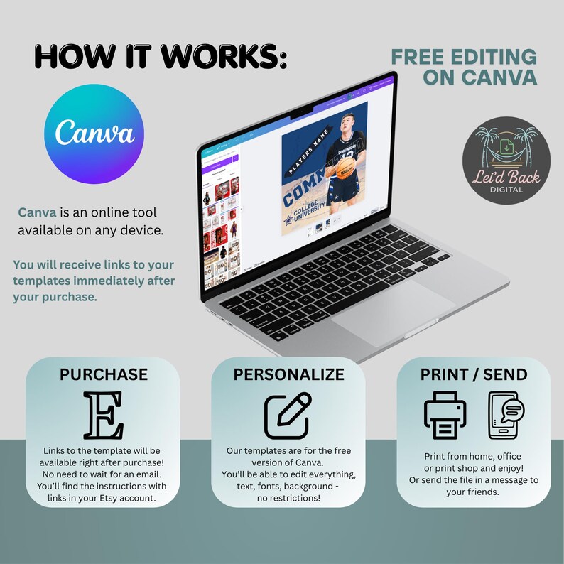 Custom College Commitment Canva Template | Editable Digital Signing Day ...