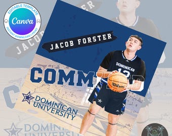Custom College Commitment Canva Template | Editable Digital Signing Day Graphic | Athlete Announcement Photo Download
