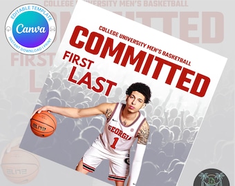 Custom College Signing Day Template | Editable Athlete Commitment Graphic | Canva Download for Sports Announcements