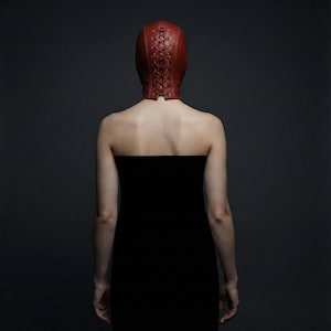 Handmade Red Leather Full Head Mask | Unisex | Cosplay image 2
