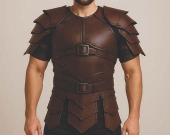 Brown Leather Warrior Armor Set | Handmade LARP Cosplay Costume | Medieval Battle Armor