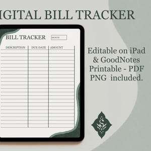 Bill Tracker Digital - Monthly Expense Planner (4colors) GoodNotes, iPad, Printable PDF & PNG