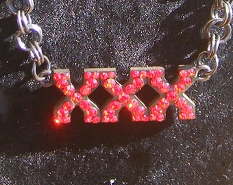 When your fun and you know it.. XXX necklace Red Silver link chain