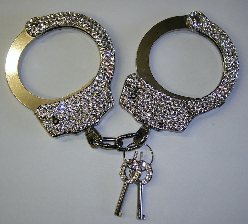 Real handcuffs rhinestoned Etsy