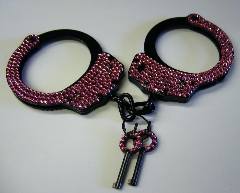 Real handcuffs rhinestoned Etsy