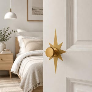 Matte Gold Star Backplate Decals: Whimsical Wardrobe & Drawer Accessory