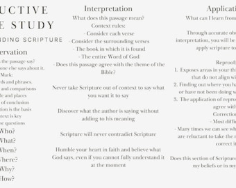 Inductive Bible Study | Printable Study Guide | Digital Download | Minimalist Scripture Study PDF