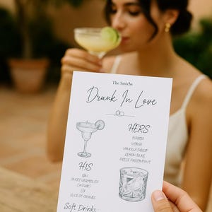 Menú de bebidas para bodas