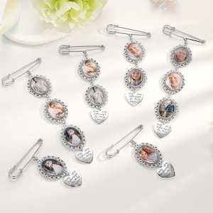Personalized Bridal Bouquet Photo Charm,Wedding Memorial Keepsake,Memorial Charm for Bride,Memory Remembrance Pin,Wedding flower Bride Ideas