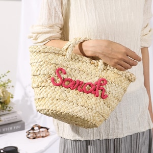 Personalized Beach Bag, Custom Straw HandBag, Bridesmaid Gifts Basket, Wedding Party Gifts, Beach Bags for Party, Bachelorette Party Gifts